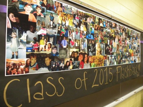 Flaskback collage made of old pictures donated by the senior class 