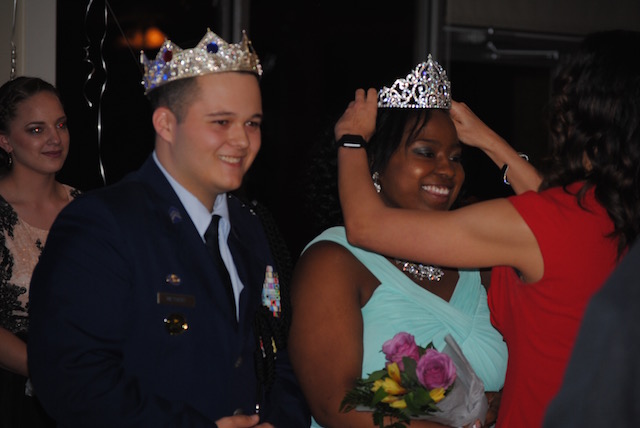 Sam Metheny (Left) and Sierra Jones (Right) are crowned King and Queen for the 2017 Military Ball.