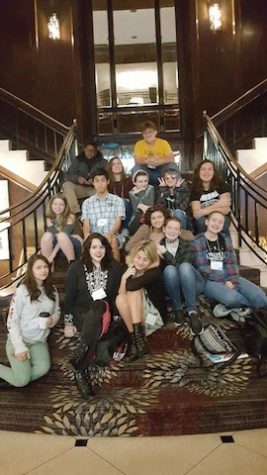 The Menchville VTA attendants pose on the stairs of the Marriot Hotel.
From bottom left to top right: Sierra Rippeth, Sophia Ottofaro, Hannah Underwood, Cheyenne Conaway, Elliot Lawler, Kelly Ritenour, Kayla Borczynski, Calder Holloway, Oliver Smith-Nolker, Sophia Bauman, Shelby Woodward, Montel Hagley, Meredith Heath, Nathan Poplin.