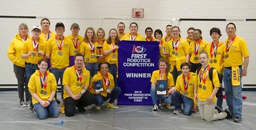 Menchvilles Triple Helix  Robotics team won the FIRST Chesapeake District competition.  The challenge took place March 2-3 in Haymarket, VA.  
