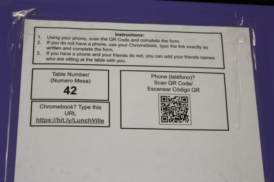 QR Code on Lunch Tables at Menchvile High School