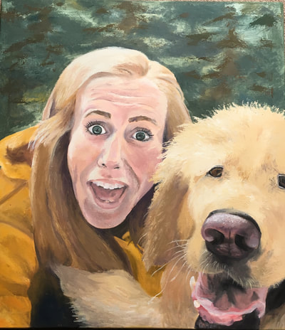 Oil Paiting of Ms. Dowd and her dog, Gunner