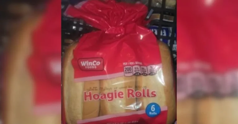 Package of WinCo Foods hoagie rolls with recall notice for undeclared sesame